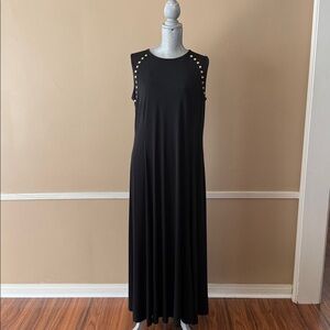 MICHAEL Michael Kors BLACK MAXI DRESS WITH GOLD-TONE STUDS PLUS SIZE 1X 🌟EUC🌟